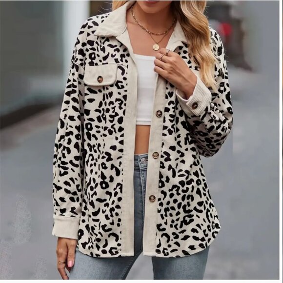 Lapel Leopard Shacket - Picture 1 of 3